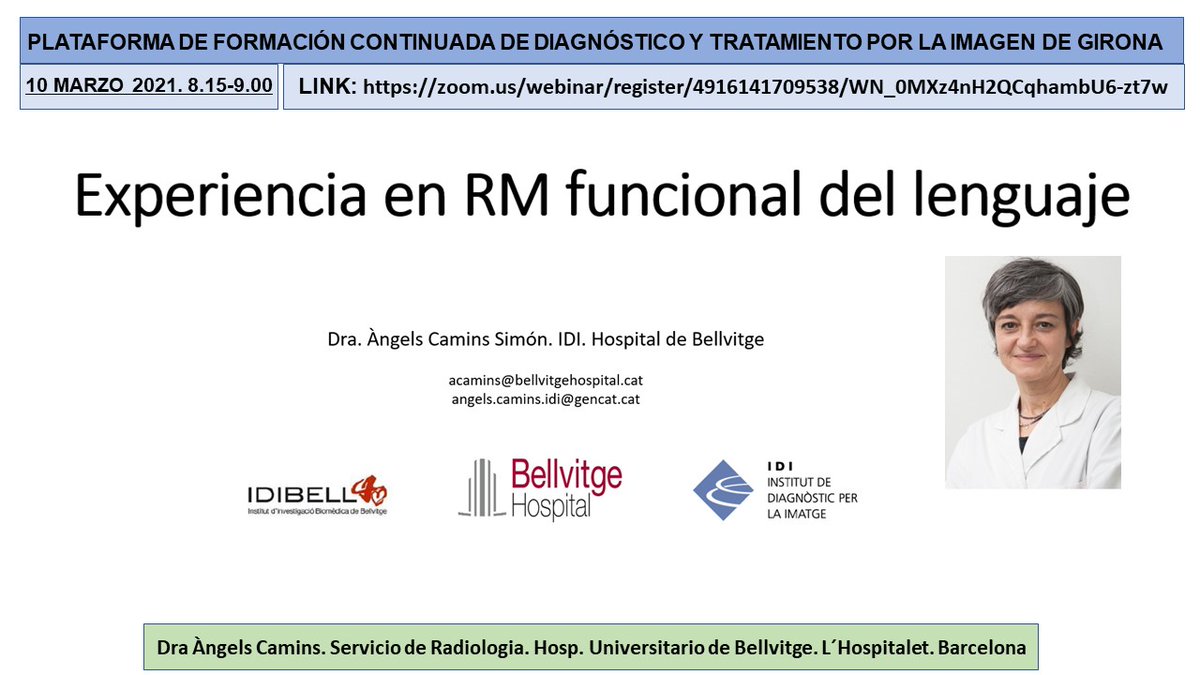 salvasapedraza's tweet photo. Interessant sessió de la Dra Àngels Camins sobre "Experiència amb #RMfuncional del #llenguatge" amb moderació de la Dra Gemma Laguillo. @idi_cat @idibgi @htrueta @Radiolegs_CAT @seram_rx @hbellvitge @idibell_cat @seneurologia @SENR_org @ESNRad @TheASNR @iasgirona @myESR @RSNA . https://t.co/jE0jcf3zcN