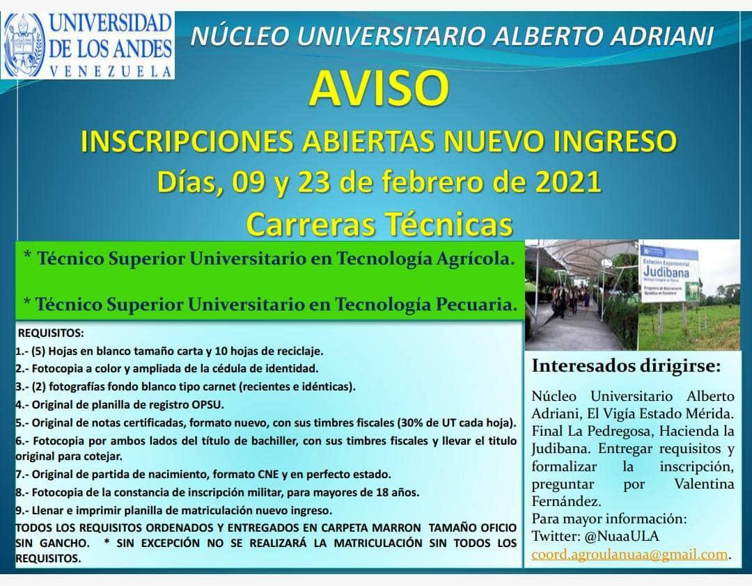 NuaaULA's tweet photo. Núcleo #ULA VIGIA informa que el día martes 16/03 es el último chance para poder inscribirse para el curso de admisión: Carreras Ingeniería y Ciencias Agrarias

Requisitos: 
https://t.co/SW1Pi0vWCo
@jorgegalvis 
@rectoradoula @bonuccimario https://t.co/NrWxWxLsus