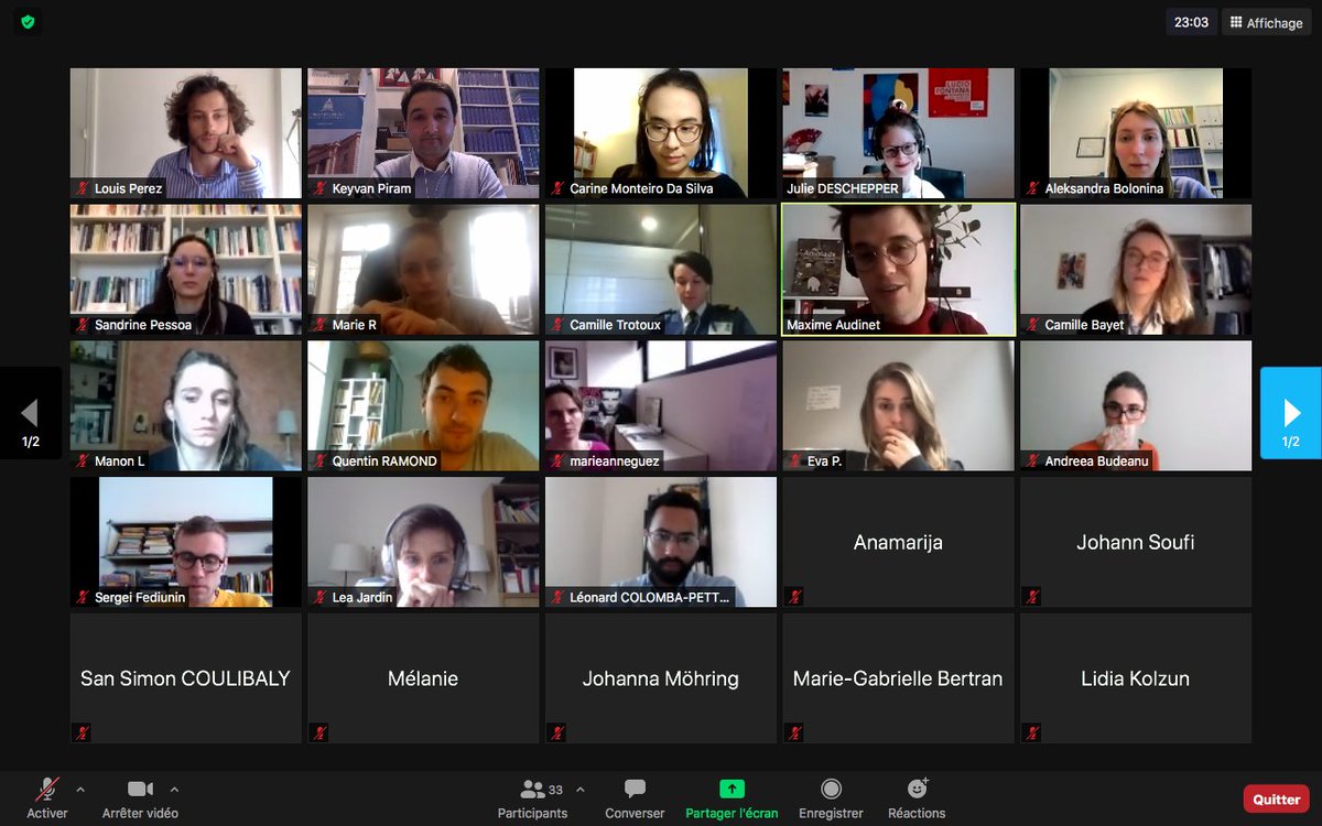 Nouvelle séance du séminaire de doctorants de <a href="/Carine_MdS/">Carine</a> et <a href="/louisprz/">Louis Perez</a> ! ✍️ Aujourd'hui <a href="/maximeaudinet/">Maxime Audinet</a>, <a href="/JulieDeschep/">Julie Deschepper 🇺🇦</a>, @QuentRamond parlent et partagent leurs expériences au sujet de la fin de thèse 🎓