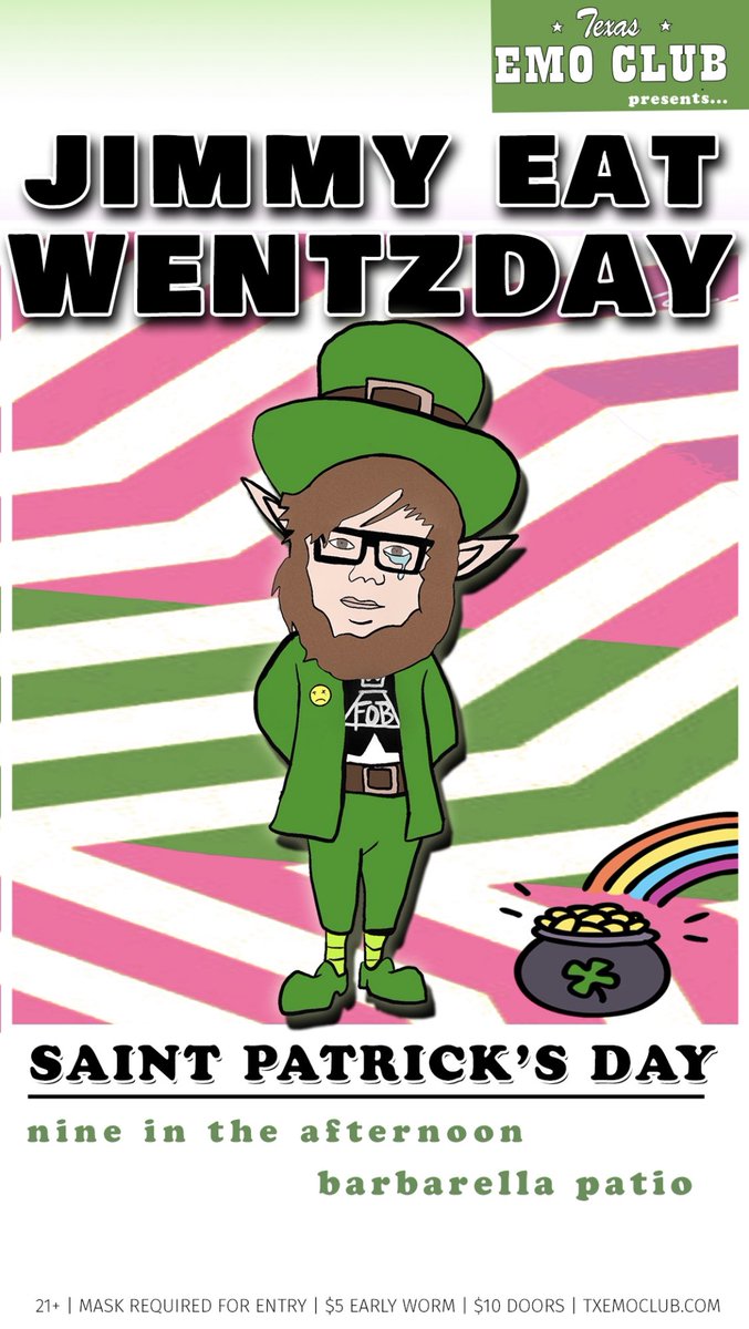 txemoclub's tweet image. #jimmyeatwednesday is back! Next week at @BarbarellaATX $5 early worm tickets and $10 at door. 😷 // 21+ txemoclub.tix.to/jimmyeatwentzd…