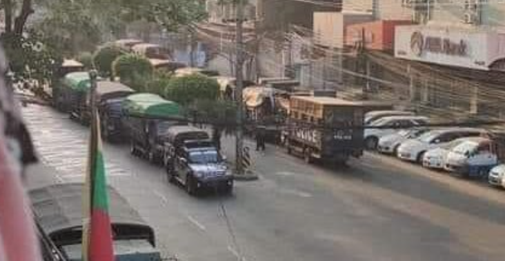 shafiur's tweet photo. #Mar10Coup Sanchaung, Yangon. Reports of army deployment AGAIN this evening. Amounts to PSYCHOLOGICAL military operation. Subjecting civilians to gun fire sounds, arbitrary arrest, setting property alight, swearing &amp; the ever present threat of murder. 

#WhatsHappeningInMyanmar https://t.co/3vkJ34O6HA