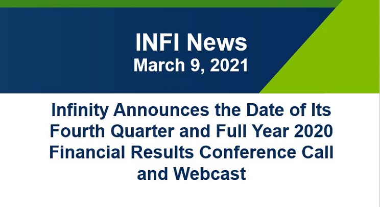 Infinity Announces the Date of Its Fourth Quarter and Full Year 2020 Financial Results Conference Call and Webcast
businesswire.com/news/home/2021…
