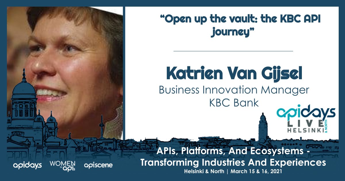 Join this session with @GijselKatrien Katrien van Gijsel, Business Innovation Manager at KBC, to learn about KBC's API journey to becoming an Open Banking champion.

#apidays LIVE Helsinki & North | March 15 & 16, 2021 

Register at https://t.co/w0cxX7yVtv https://t.co/IKBfpaphta