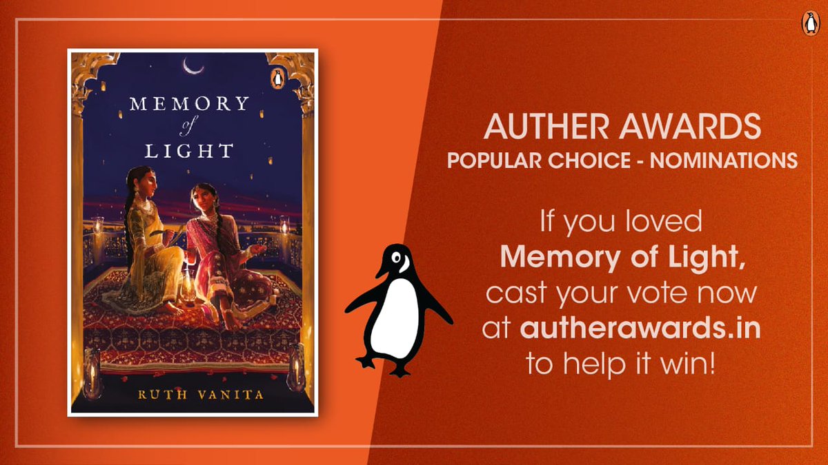 PenguinIndia's tweet photo. If you loved this story of life-changing love, cast your vote for #MemoryOfLight at https://t.co/EW842MexHf 👈 ✨
@AutherAwards #RuthVanita https://t.co/TBtQscfH1w