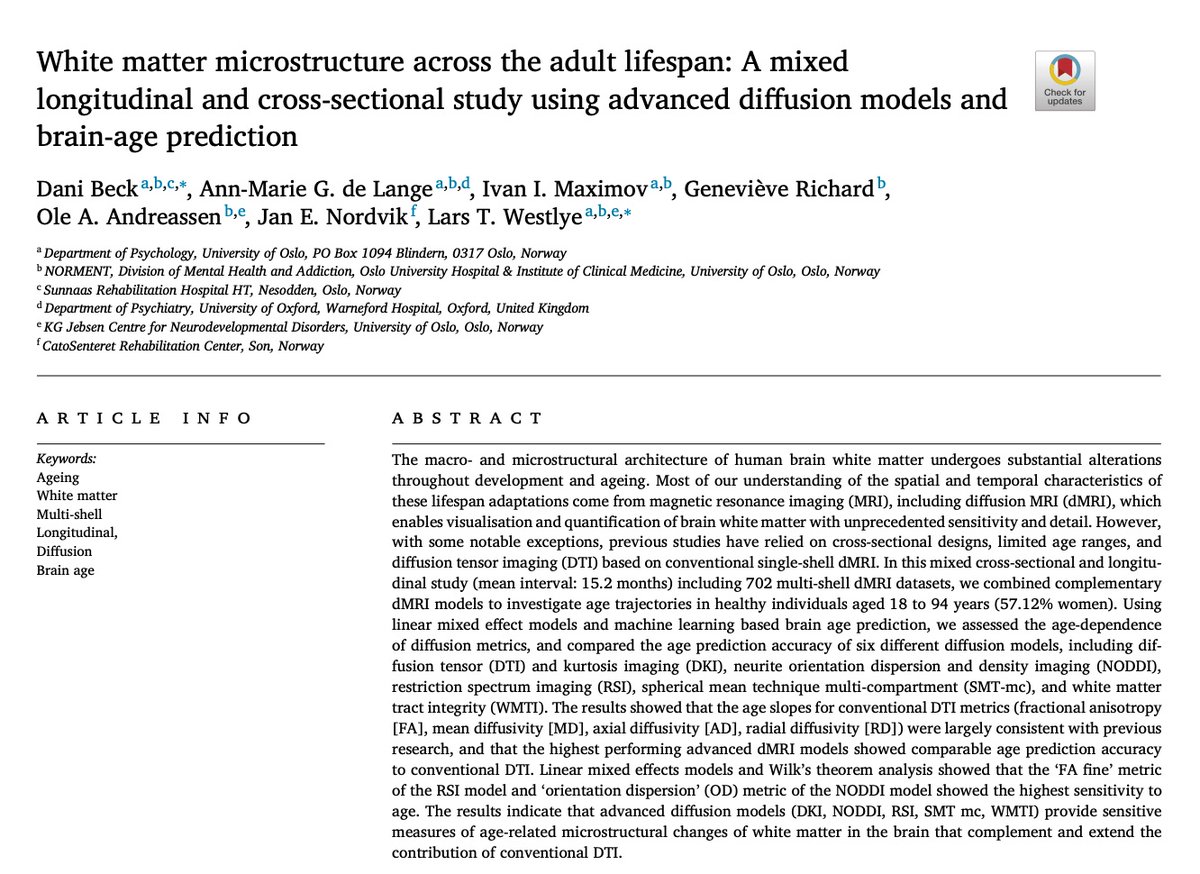 KGJ_ND's tweet photo. New work from our team: White matter microstructure across the adult lifespan: A mixed longitudinal and cross-sectional study using advanced diffusion models and brain-age prediction https://t.co/MqrMZI5QPg #openaccess https://t.co/TsJ85Ll7w4