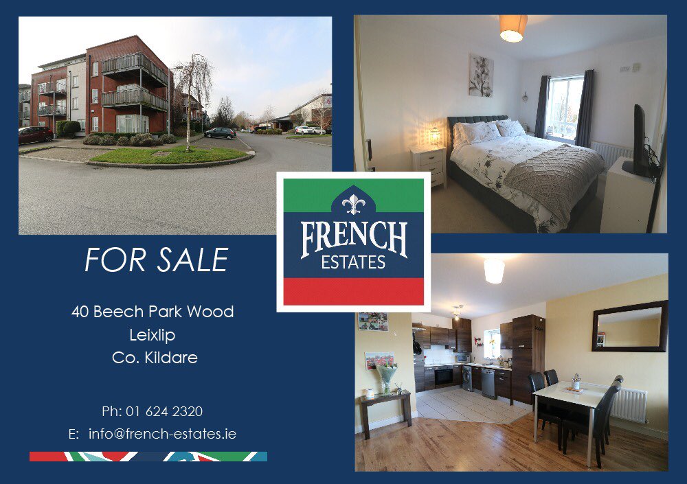 FrenchEstates2's tweet photo. New to market 40 Beech park Wood Leixlip Co Kildare
Beautifully maintained very large 2 Bed 2 bath apartment
c.935 sqft
Two double bedrooms
Wrap around balcony
First floor
BER B3
#LovinLeixlip #Leixlip #Apartment #FTB #FrenchEstates #LeixlipGAA #BeechPark #WFH #ExperienceMatters https://t.co/BX5XfN5D54