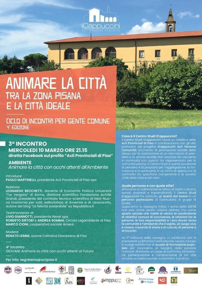 AcPisa's tweet image. Stasera una riflessione su "città e ambiente" e i vantaggi dell'economia circolare con esperienze del territorio pisano e @Leonardobecchet
 In streaming sulla pagina FB di @Acliprovpisa
 #10marzo2021 #Pisa