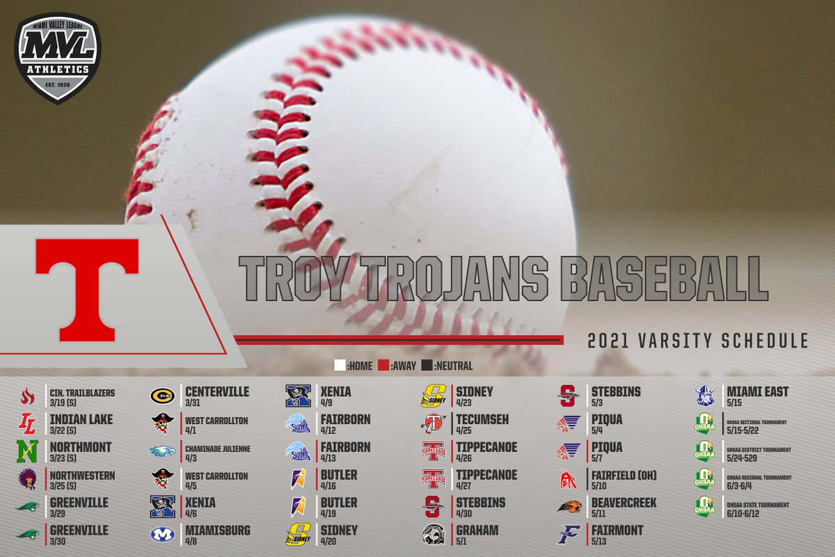 2021 Trojan Baseball Varsity Schedule