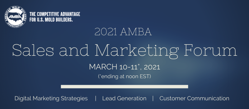 AMBA_molders's tweet photo. Our team is so excited to kick off today's American Mold Builders Association #SalesandMarketing event with a deep dive into content, strategy and lead generation from @ShellyOtenbaker, @WepcoPlastics and @precisetooling. Can't wait to hear what these members have to share! https://t.co/2YahvJVHVe