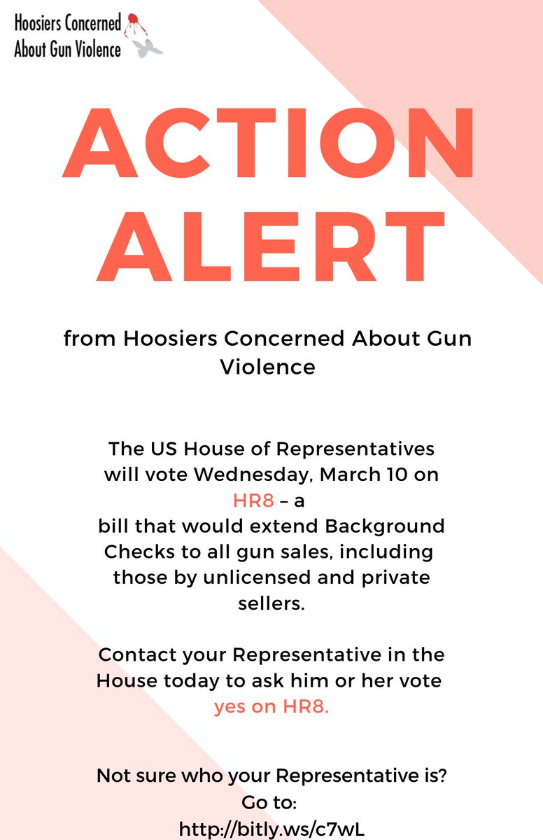 ACTION ALERT from Hoosiers Concerned About Gun Violence. Contact your representative.