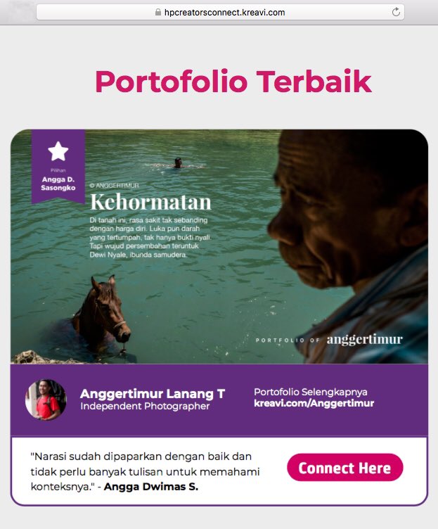 Karya photo story saya tentang Seratan Tanah Sumba, diapresiasi Mas <a href="/anggasasongko/">Angga Sasongko</a> sebagai portfolio terbaik di ajang HP Creators Connect besutan HP Indonesia x Kreavi.

#anggertimur #penceritafoto