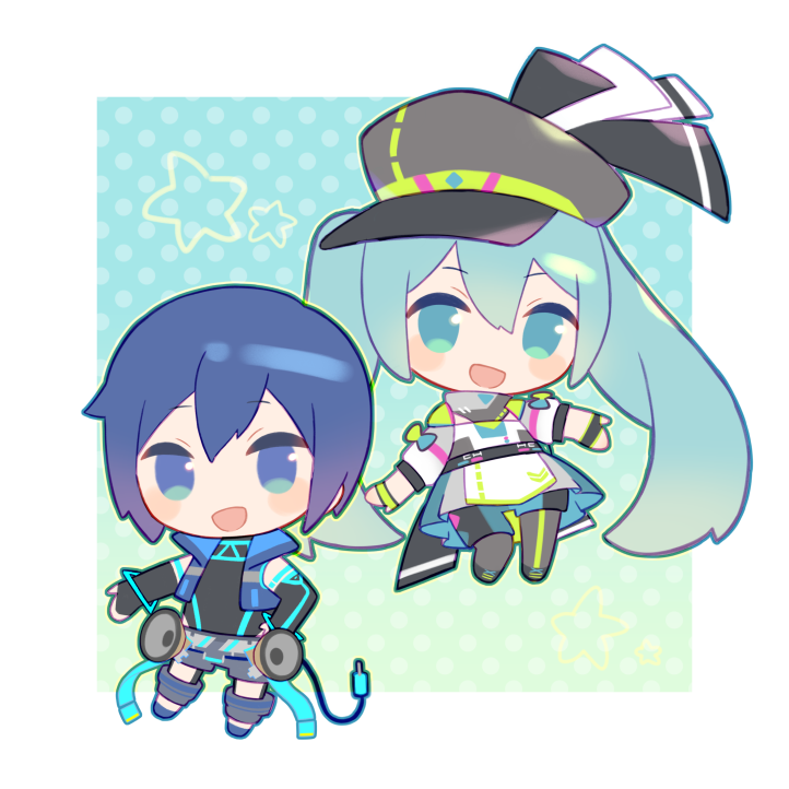 初音ミク ,カイト(ボーカロイド) 「The Melody Chaser.とオプティマイズ!
 #prsk_FA 」|こむ / komuのイラスト