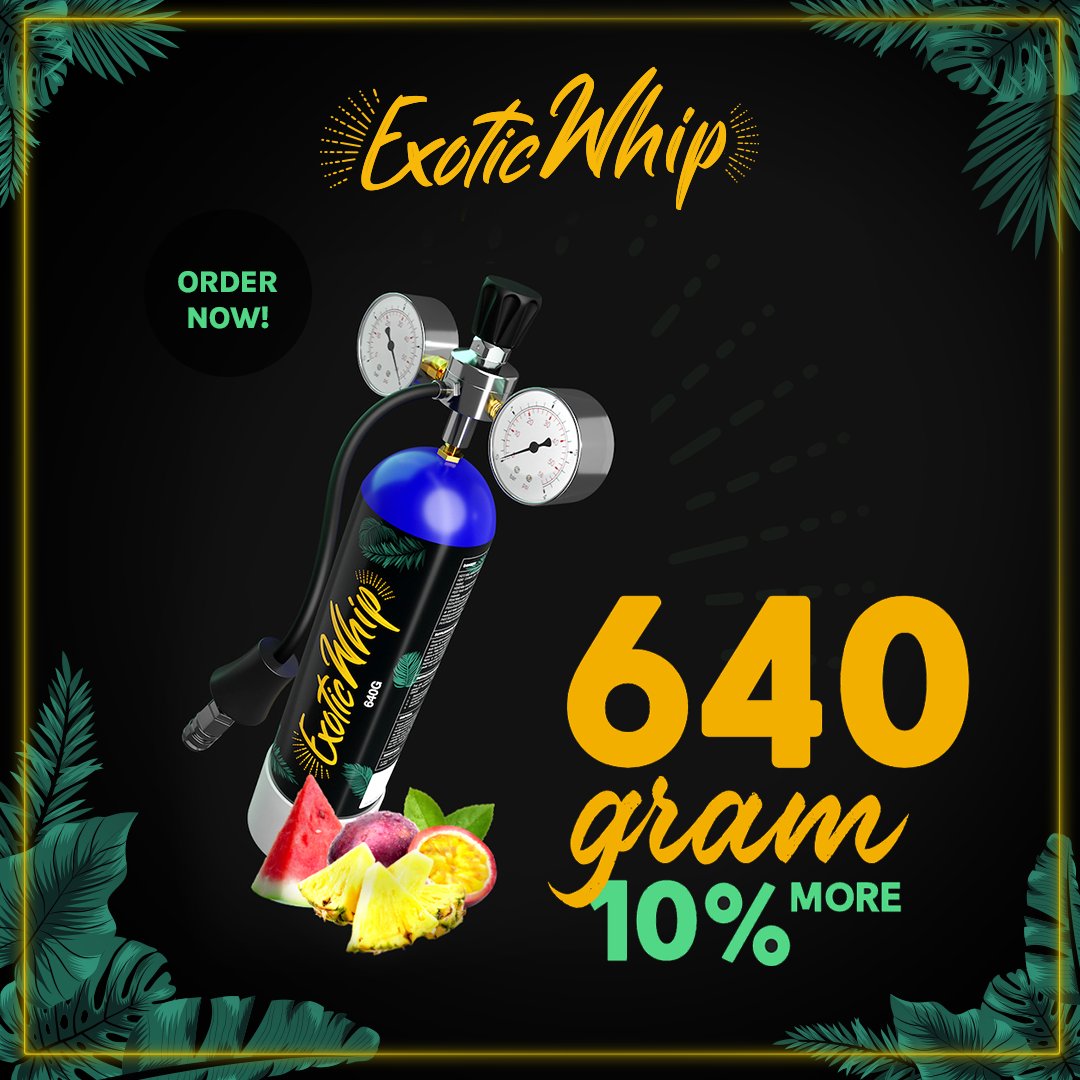 Exotic Whip on X: The new Exotic Whip cream charger is surely better than  its competitors in one respect i.e. size. While other cream chargers  contain at the max 580g of N2O