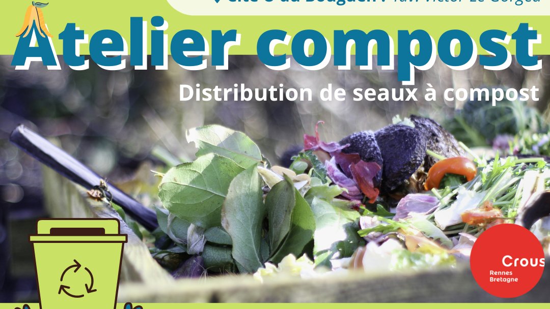 Semaine Etudiante du Développement Durable 
Du 15 au 19 mars

👉Apprenez-en plus sur le compostage et repartez avec un seau à compost' ! 

📅Lundi 15 mars à 17h30 à Cité U de Kergoat -Bât E

📅Mercredi 17 mars à 17h30 à Cité U du Bouguen, 4Ter av. V. Le Gorgeu

<a href="/UBO_UnivBrest/">UBO - Univ. Brest</a>