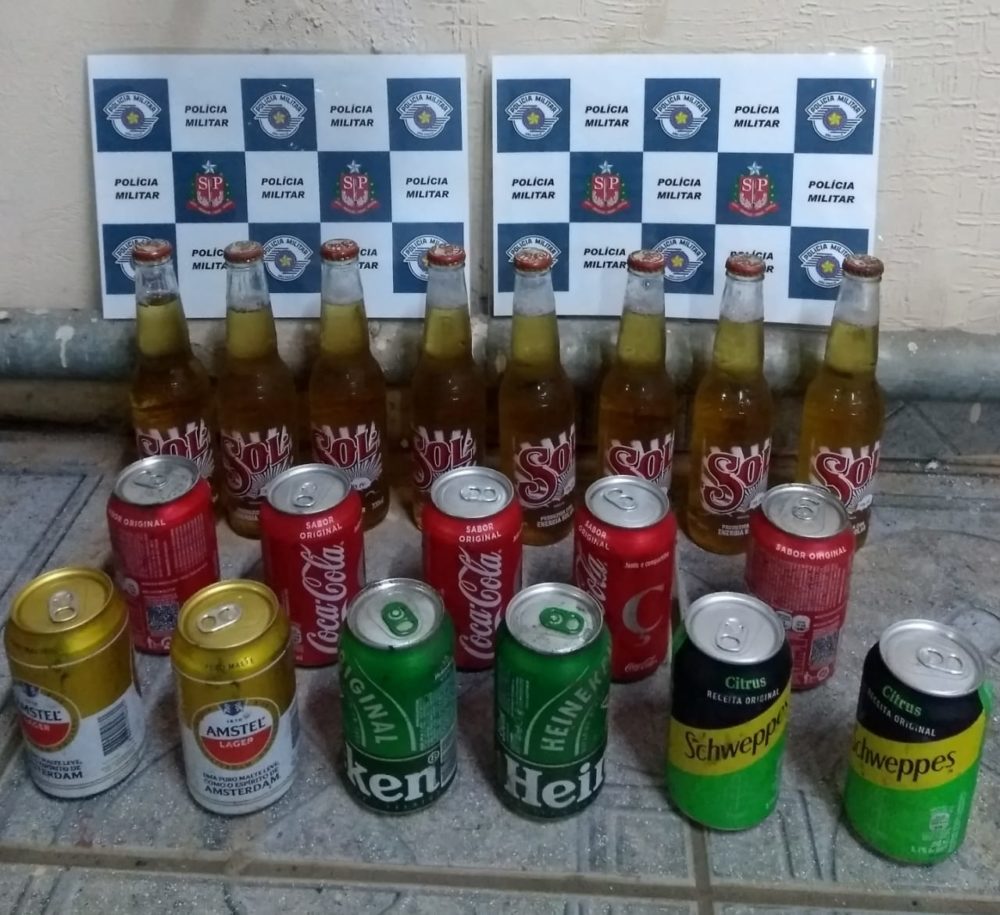 São Paulo military police display their loot after dismantling a notorious gang of beverage dealers