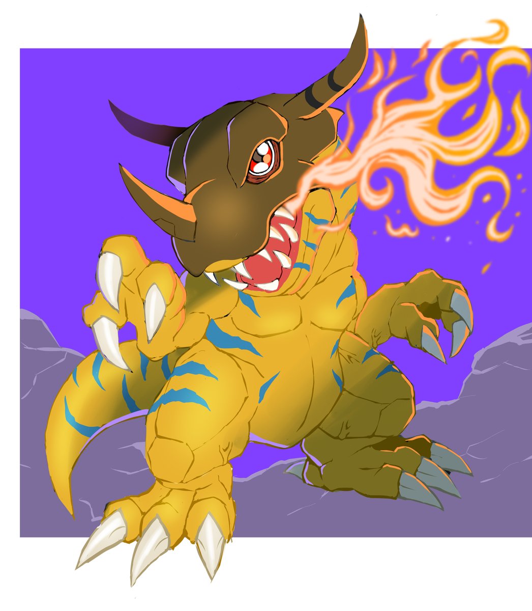 digimon (creature) claws no humans sharp teeth solo fire teeth  illustration images