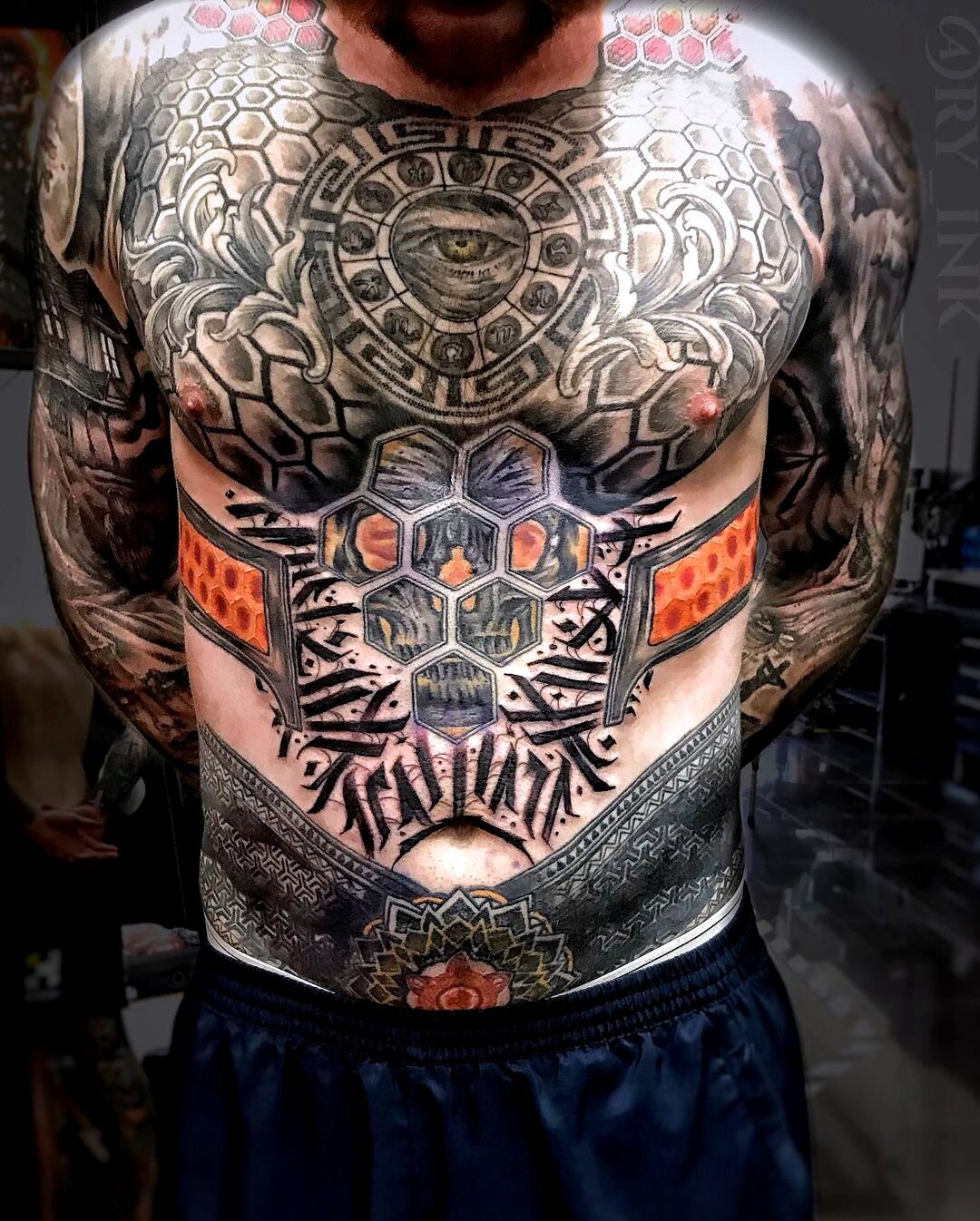 Tattoo Connect on X: Bodysuit geometric tattoo by artist ry_ink