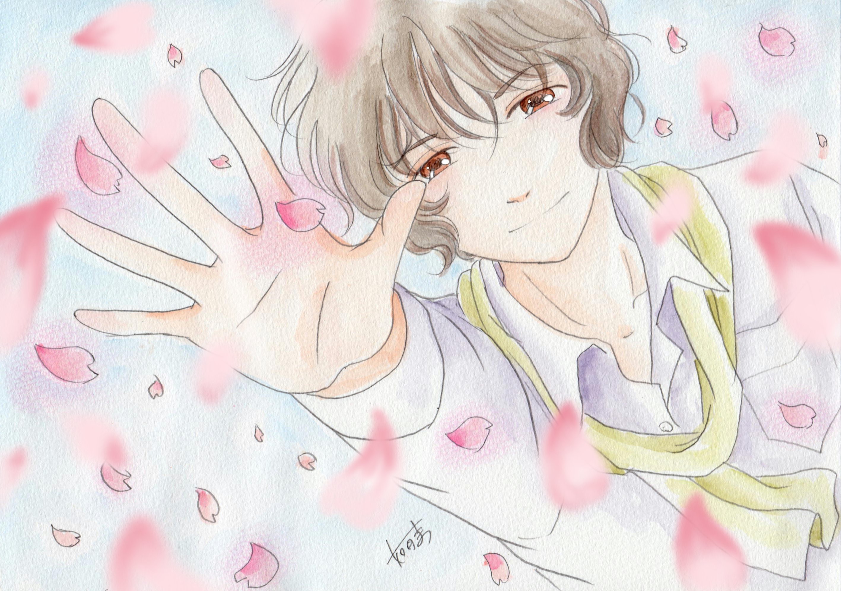 如月 圭 最近 春 っぽいな って オリジナル過去絵をリメイクしてみた って言っても デジタルで桜を少し足しただけだけど そして 色鉛筆画の進捗 さすがにイラストみたいにササッとは描けないね 笑 いつ仕上がるかなぁ オリジナル