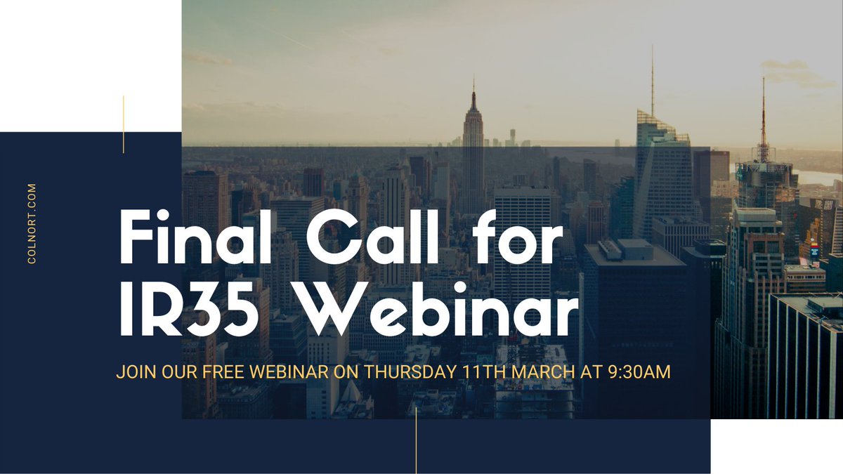 Co_Comply's tweet photo. Register for our IR35 Final Call webinar - Thursday 11th March at 9:30am.

Just register your interest here and we will send you the details nearer the date >> https://t.co/QAICXcvppc

#IR35legislation #privatesectorcontractors https://t.co/scrA3ONuKr