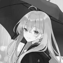 1girl monochrome greyscale solo long hair ahoge umbrella  illustration images
