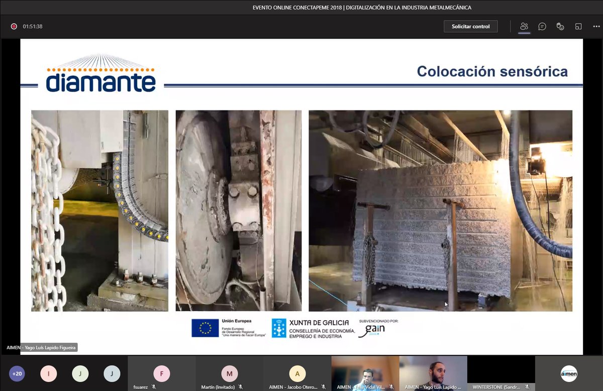 aimenct's tweet photo. En #DIAMANTE se consiguió desarrollar un #sistema de #monitorización, mediante #sensores avanzados, para máquinas de #corte #multihilo de bloques de #granito.
#CONECTAPEME2018 @axenciaGAIN @Xunta #FEDER https://t.co/IkilgyAiLv