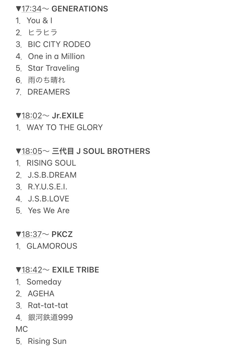 𝙨 𝙖 𝙤 𝘧𝘳𝘰𝘮 𝘌𝘟𝘐𝘓𝘌 𝘛𝘙𝘐𝘉𝘌 3 10 東京 Rstw初日 Exiletribe 全曲セットリスト セトリ 16 00暗転 19 10終演 Exile 三代目 Gene ランペ ファンタ バリボ Risingsuntotheworld Exiletribelivetour21 T Co Wbthtssotr 𝙨 𝙖 𝙤 𝘧𝘳𝘰𝘮 𝘌𝘟𝘐𝘓𝘌 𝘛𝘙𝘐𝘉𝘌 3 10 東京 Rstw初日 Exiletribe 全曲セットリスト セトリ 16 00暗転 19 10終演 Exile 三代目 Gene ランペ ファンタ バリボ Risingsuntotheworld Exiletribelivetour21 T Co Wbthtssotr