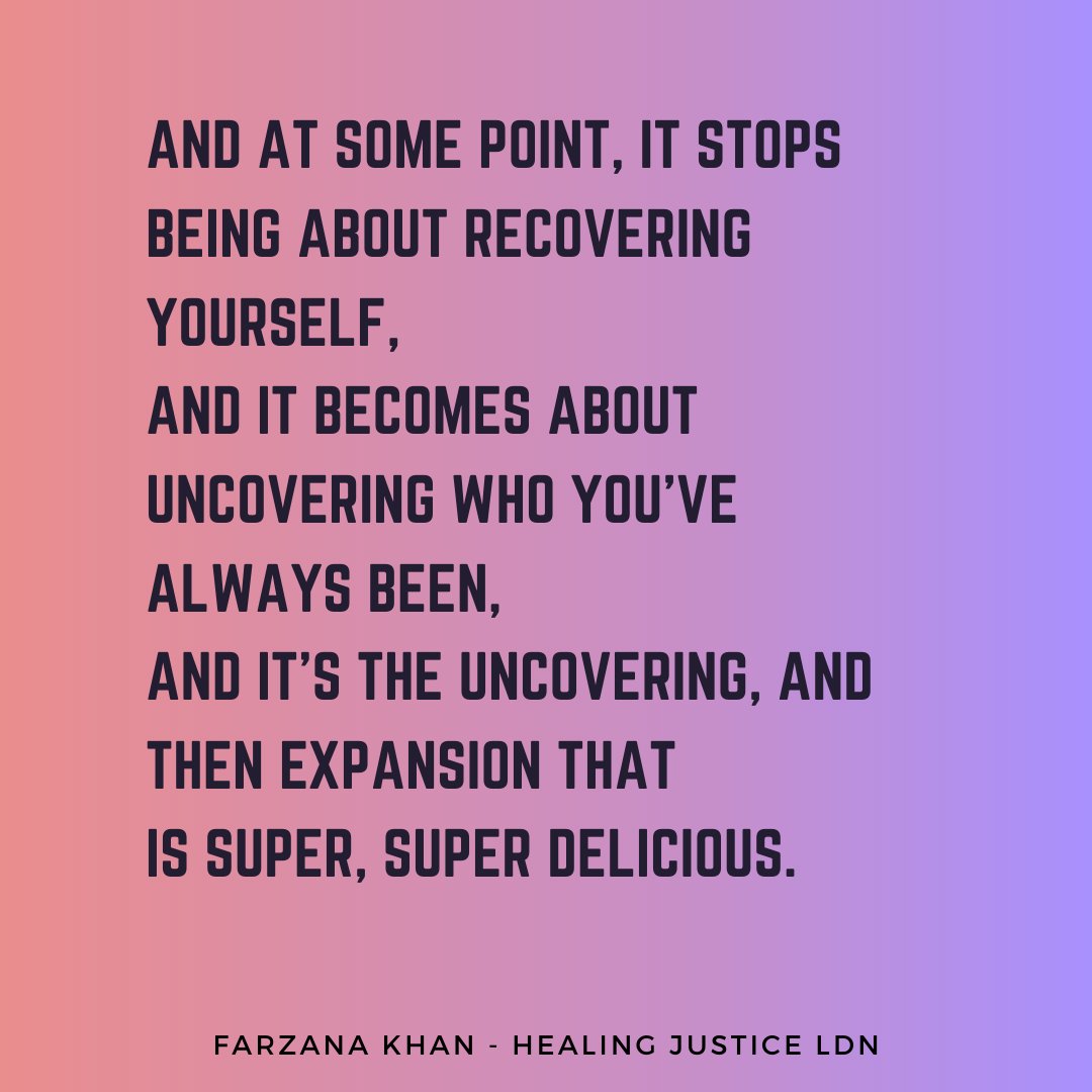 Some of the delicious wisdom from @khankfarza from @HJusticeLdn on the final episode of the R+R podcast - season 1! 

ow.ly/NKBn50DUZXQ

#delicious #HealingJustice #ResistRenew