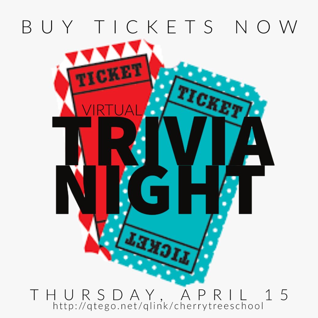 It's time to get your Trivia Night Tickets! Get your team together for our 2021 Parents Night "Out" Virtual Trivia Night on Thursday, April 15 @ 6:30 pm.  Click the link for Tickets and more info: buff.ly/3slBriF
