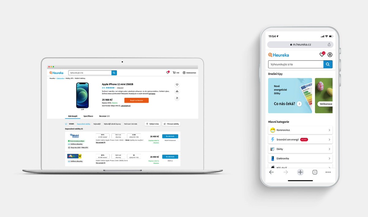 ☝️Dnes jsme na <a href="/heurekacz/">Heureka.cz</a> nasadili náš nový responzivní front-end na 100 % trafficu.📱Je to nejen změna UI, ale i technologie: vše běží na moderní mikroservisové architektuře. Mám z toho velkou radost, umožní nám to vyvíjet o mnoho rychleji. ⏩ Jak se vám líbí?