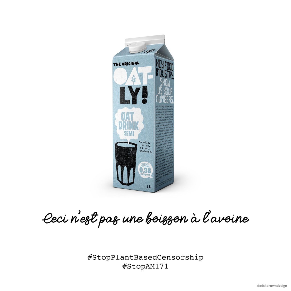 <a href="/OneMinuteBriefs/">One Minute Briefs ⏱️</a>

@OatlyUK

#StopPlantBasedCensorship 
#StopAM171

Ceci n'est pas une boisson à l'avoine