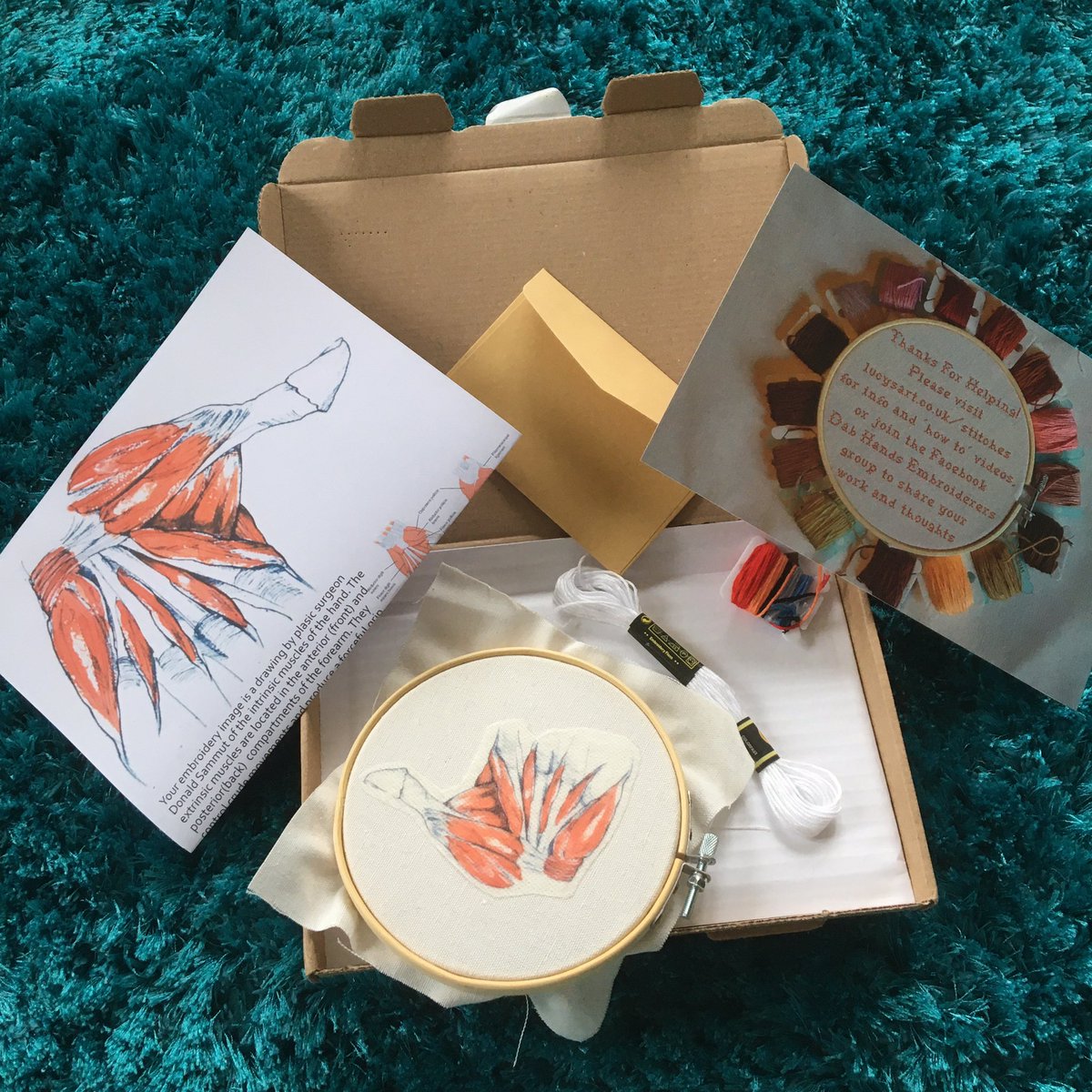 cmstealey's tweet photo. Look what arrived in the post 😆 #dabhandsproject
I can’t wait to start hand embroidering this. It’s part of the DAB Hands project by @lucyburscoughart
More than 180 people will be hand embroidering the anatomical drawings of Hand Surgeon & artist Donald Summut https://t.co/YcDr9Fpau4