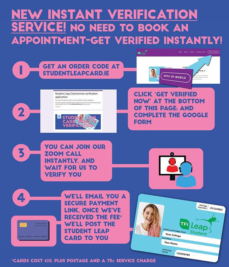 Want your new SLC but don’t want to have to book an appointment? <a href="/tcdsu/">Trinity College Dublin Students' Union 🌈🇵🇸</a> are running a new SLC Instant Verification Service – No need to book an appointment time, simply join a zoom call straight away and wait to be verified. tcdsu.org/student-leap-c…