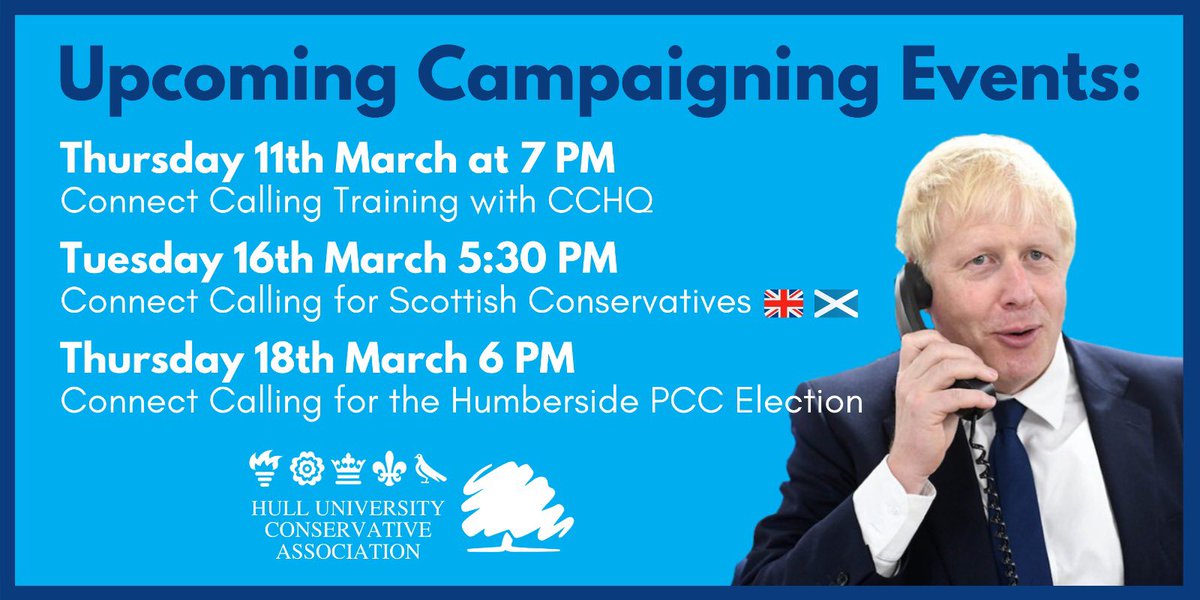 HullUniTories's tweet photo. We have a packed schedule of Campaigning events coming up over the next fortnight with more to add. If you are want to get involved don’t hesitate to DM the page. #RingtoWin https://t.co/8obBYWqN4r