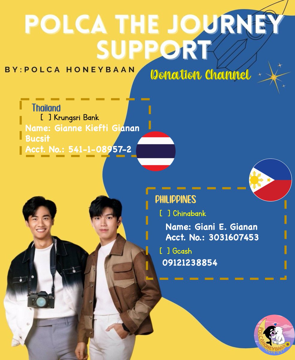 polcahoneybaan's tweet photo. 📣 #PolcaTheJourney DONATION DRIVE

Join our efforts to make our PTJ support projects a reality! You can help us make them happy by giving a small participation because #TayNew deserves all the love we can give them. 

🔗: https://t.co/Jj64IZYgI9

#Tawan_V #Newwiee
#เตนิว #โพก้า https://t.co/FTP0D4VCk5