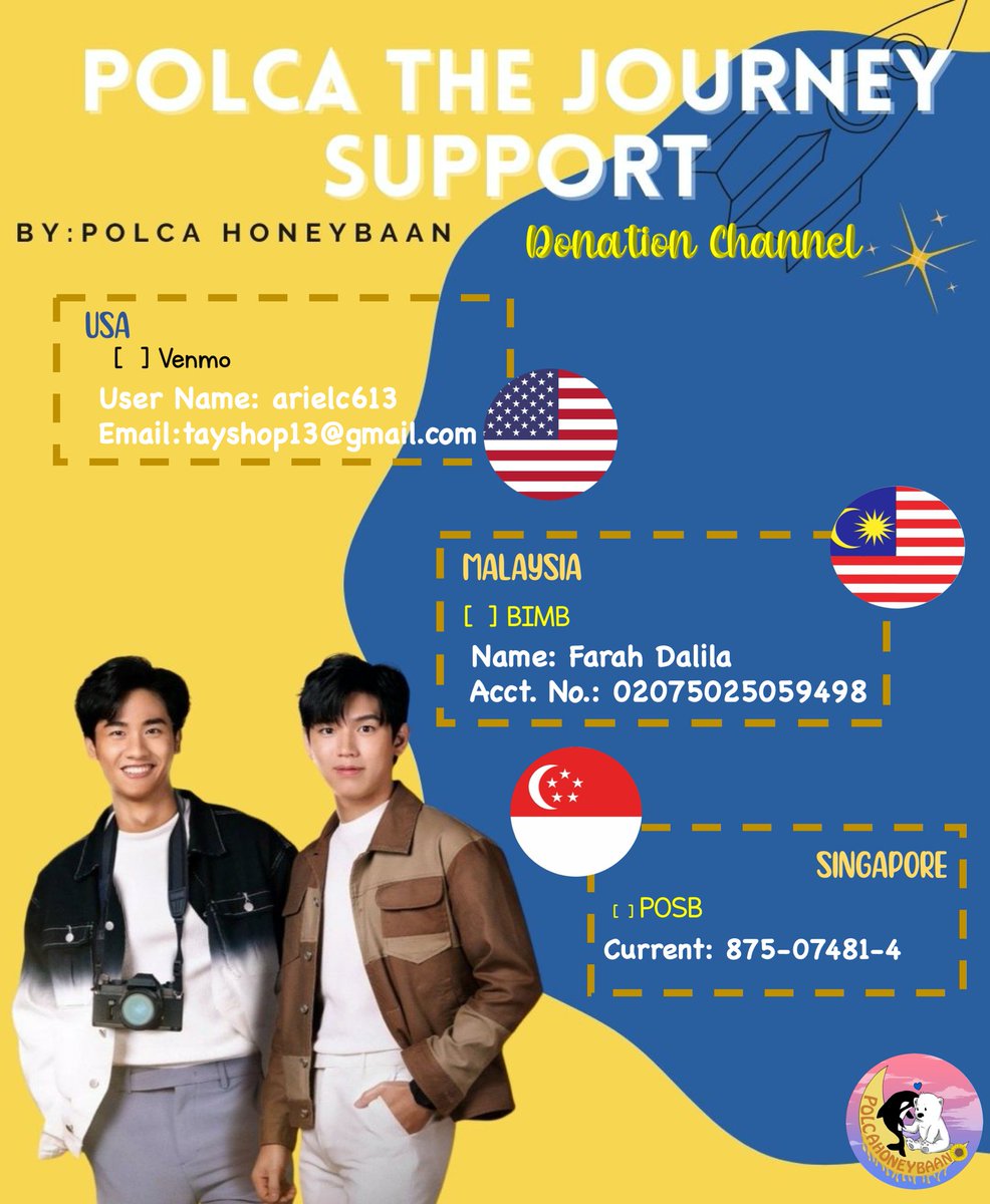 polcahoneybaan's tweet photo. 📣 #PolcaTheJourney DONATION DRIVE

Join our efforts to make our PTJ support projects a reality! You can help us make them happy by giving a small participation because #TayNew deserves all the love we can give them. 

🔗: https://t.co/Jj64IZYgI9

#Tawan_V #Newwiee
#เตนิว #โพก้า https://t.co/FTP0D4VCk5