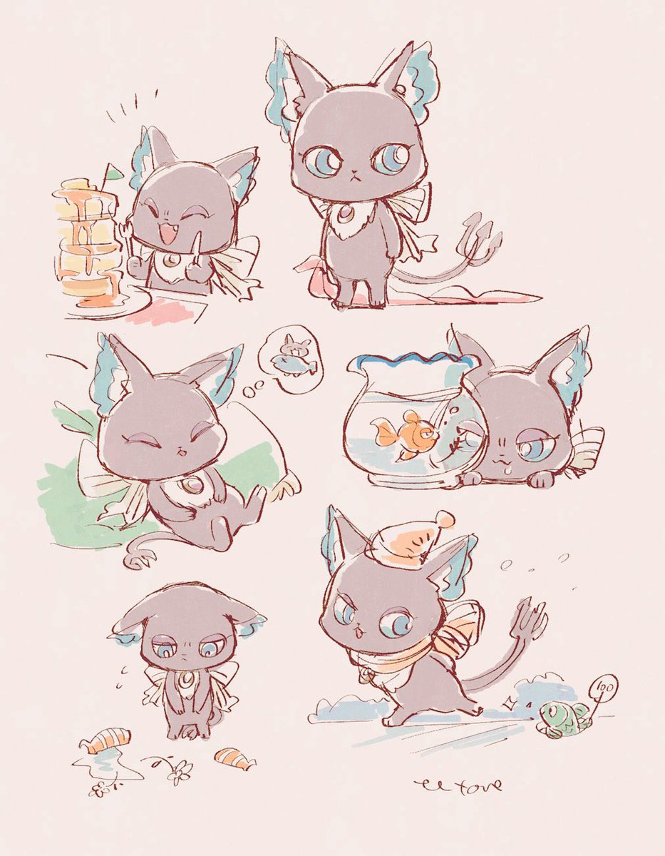 no humans fish cat blue eyes closed eyes food tail  illustration images