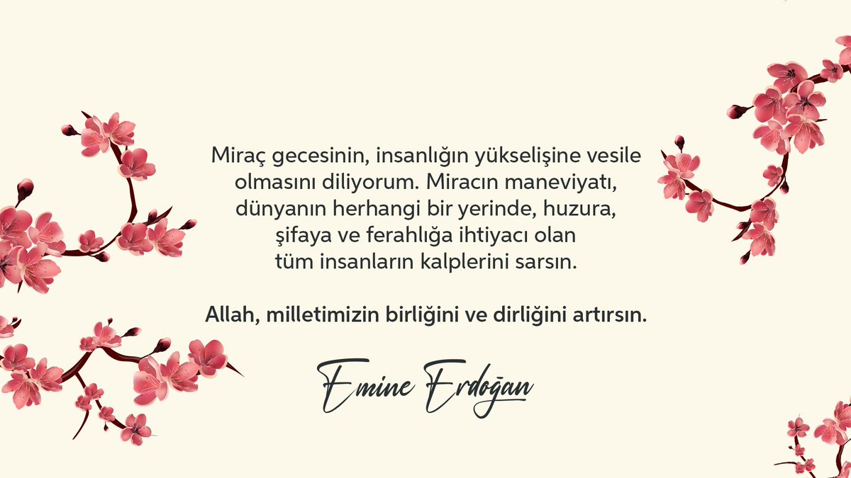 EmineErdogan's tweet photo. Tüm İslam âleminin Miraç gecesini kutluyorum. https://t.co/KKXhkYCXX1