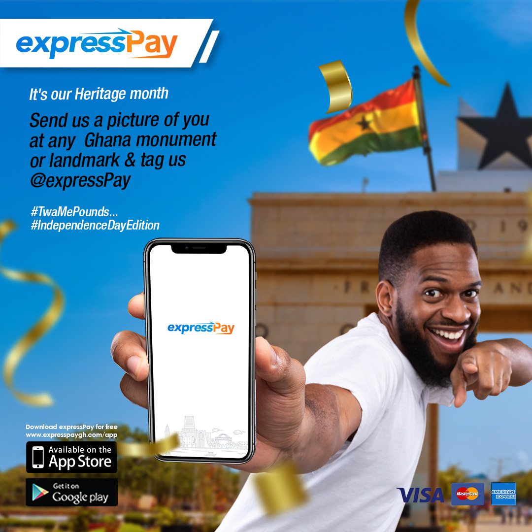 expresspaygh's tweet photo. It's our heritage month.
What's your favorite monument of our motherland Ghana?
Send us a picture of you at any Ghana monument or landmark.
Tag us @expressPay with the hashtags
#TwaMePounds #GhanaMyHappyHome
#IndependenceDayEdition https://t.co/tXoP0gbgLm