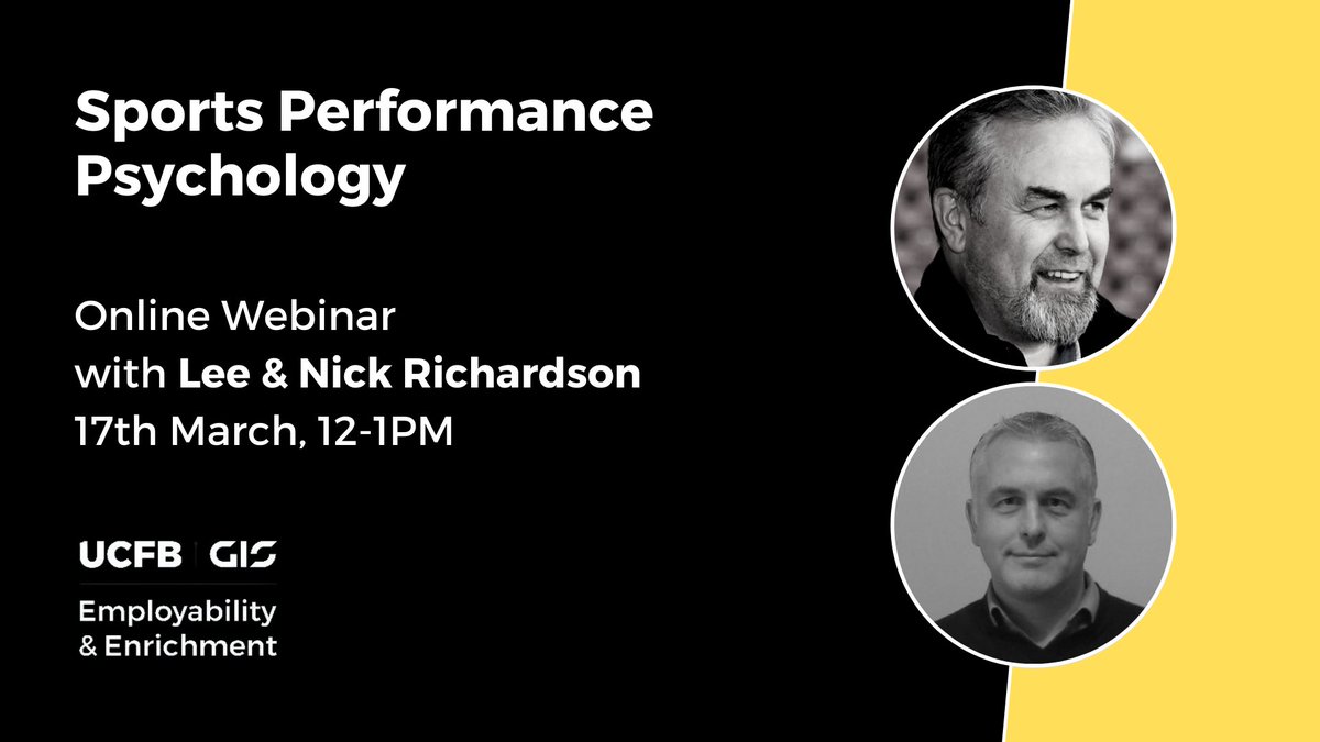 ucfbecp's tweet photo. Lee and Nick Richardson join us for an exclusive webinar on Sports Performance Psychology! 🧠⚽️

🗓️17th March
⏰12-1PM
🔗https://t.co/rKMSO1NOZN https://t.co/dDcdKoGSZU