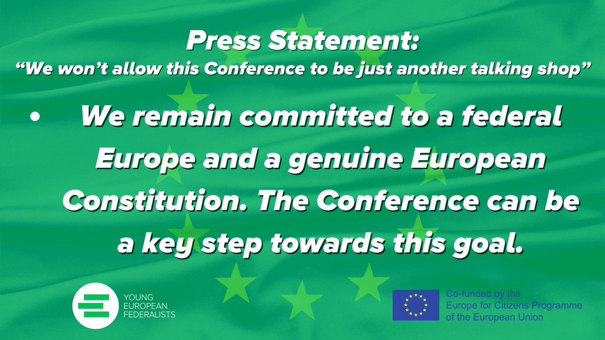 JEF_Europe's tweet photo. As JEF, we remain committed to a federal Europe and a genuine #EuropeanConstitution. The Conference on the Future of Europe #CoFoE can be a key step towards this goal! https://t.co/04ocAvI2p4
