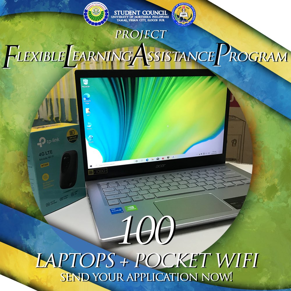 UNPSCouncil's tweet photo. Be 1 of the 100 beneficiaries to be granted a laptop and a pocket WiFi in Project FLAP (Flexible Learning Assistance Program)!

Guidelines: https://t.co/bkLXHvXLgn

Application Form: https://t.co/LughldObJk

#UNPSC #ProjectFLAP https://t.co/xZFVVkufTK
