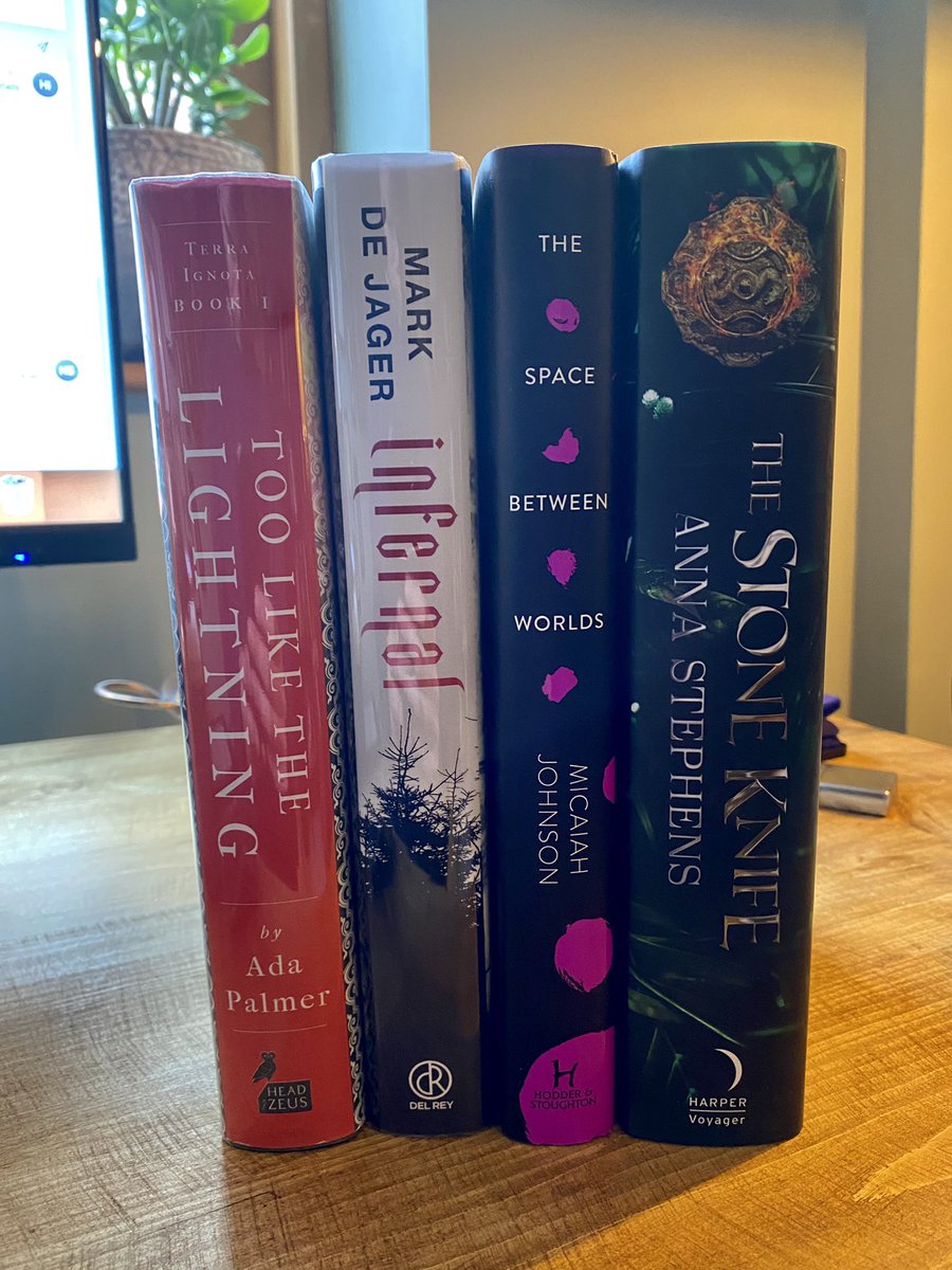 harryillers's tweet photo. I’ve got some copies of my wonderful author’s novels to give away! Retweet and follow me to win this bundle of hardback SFF joy. I’ll pick a winner on Monday. https://t.co/pPIjhjRwme