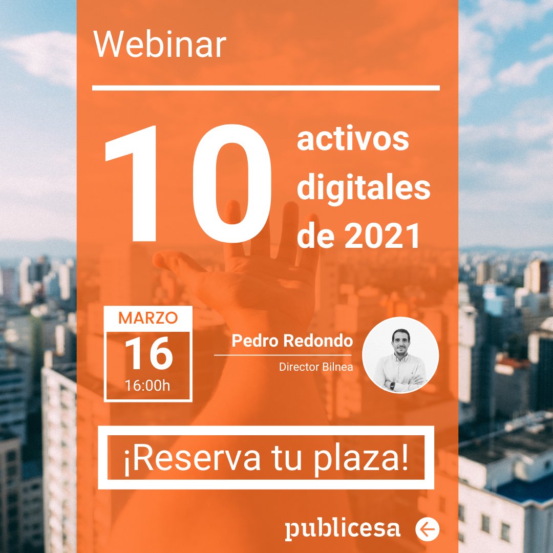 Publicesa's tweet photo. ¿Te gustaría digitalizar tu negocio? 📲 Si quieres mejorar tus resultados de captación y visibilidad a través de los canales digitales, no te pierdas nuestro webinar.⁣
El 16 de marzo te contaremos tus 10 activos digitales de 2021. ⁣https://t.co/ZdusNWZNpW
#MarketingDigital https://t.co/7RSzS2yL6S