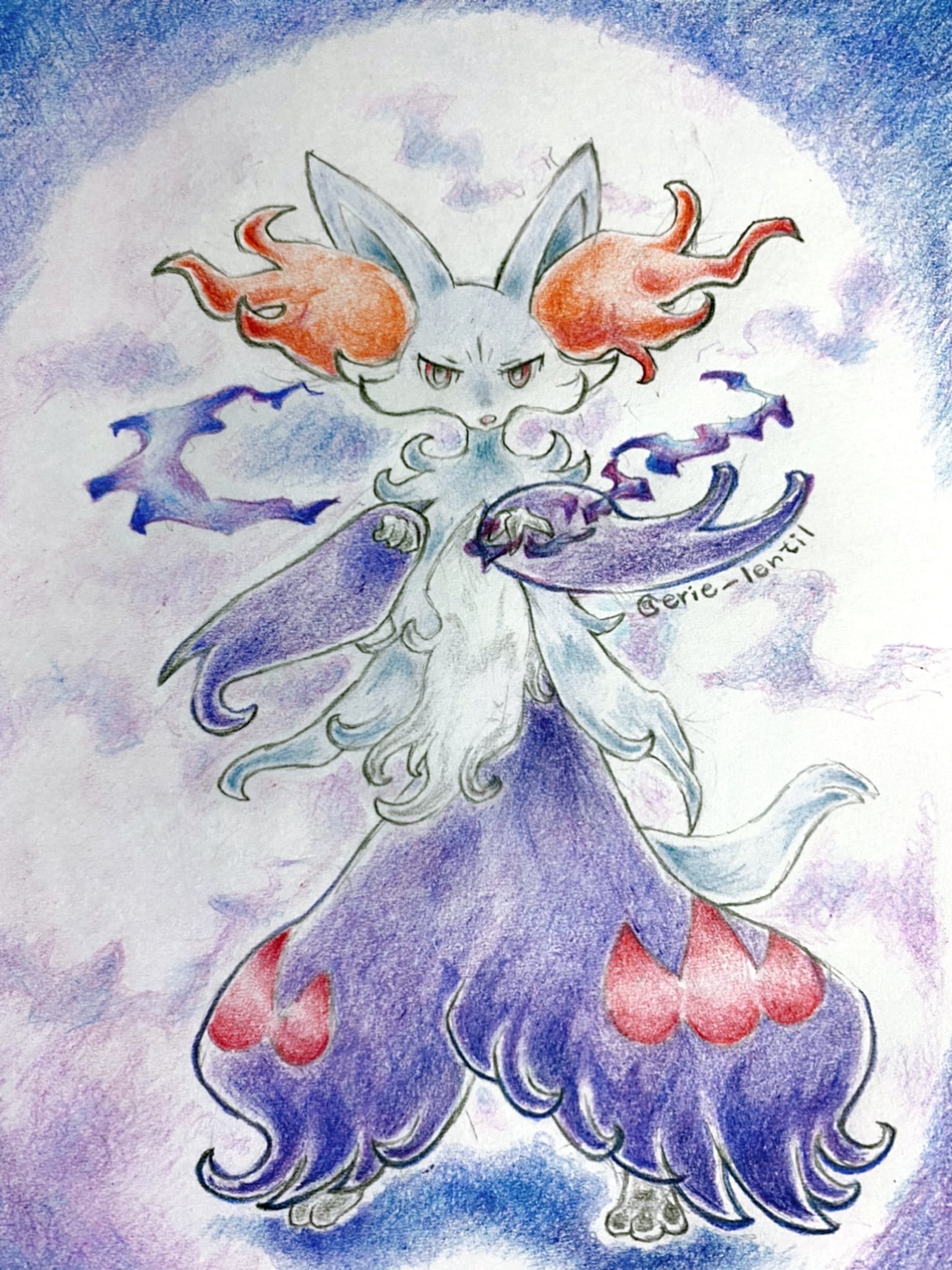 エリーレンズ 色違いマフォクシーさん 指先から放っているのは おにび かな ポケモンイラスト 色鉛筆 T Co 5xmiyodkkj Twitter