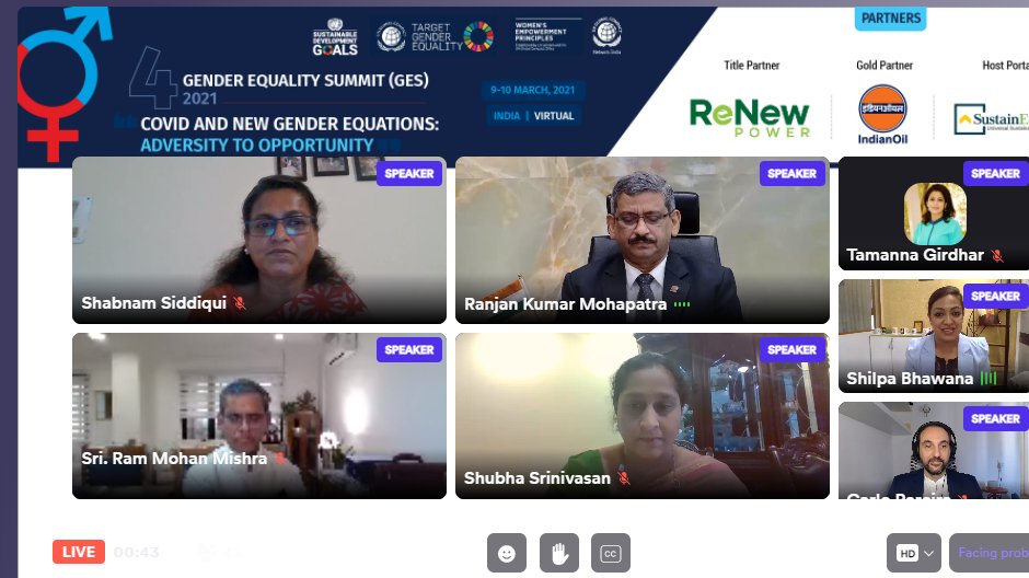 The valedictory session is underway, and our esteemed speakers are ready with their respective key takeaways from the session.
We look forward to a great encapsulation for the Gender equality Summit 2021.

#GES2021 #Targetgenderequality #GCNI4women