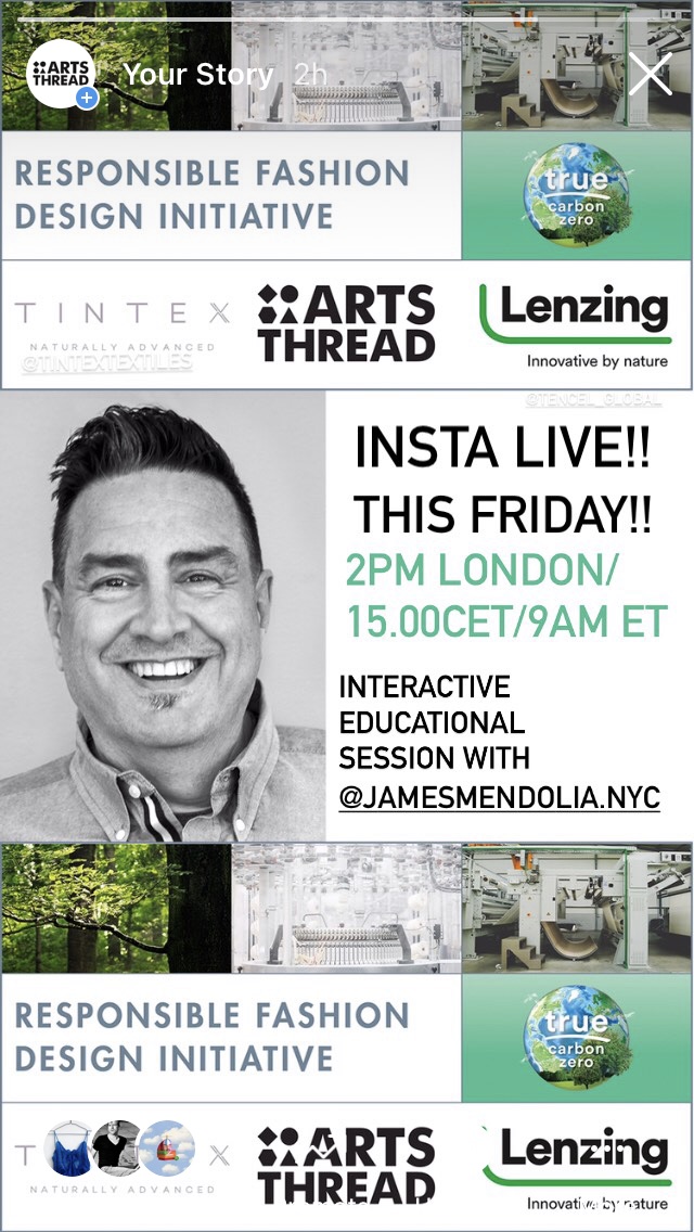 ARTSTHREAD's tweet photo. INSTA LIVE https://t.co/G1dsP9VTsE
THIS Friday March 12 – 2:00PM UK/15.00 CET/09.00AM ET - Responsible Design Strategies James Mendolia
Part of our interactive educational sessions for our INITIATIVE for students 🌎with @LenzingGroup + #TinTex
👉🏿 https://t.co/gnBlrLUAlm https://t.co/rCwo38QE6t