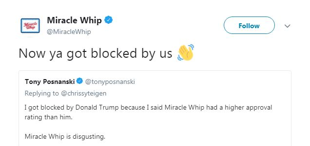 Still one of the all-time best tweets ... raise your mug to the good people who make <a href="/MiracleWhip/">Miracle Whip</a> and deal with twitter trolls with a spectacular sense of humor