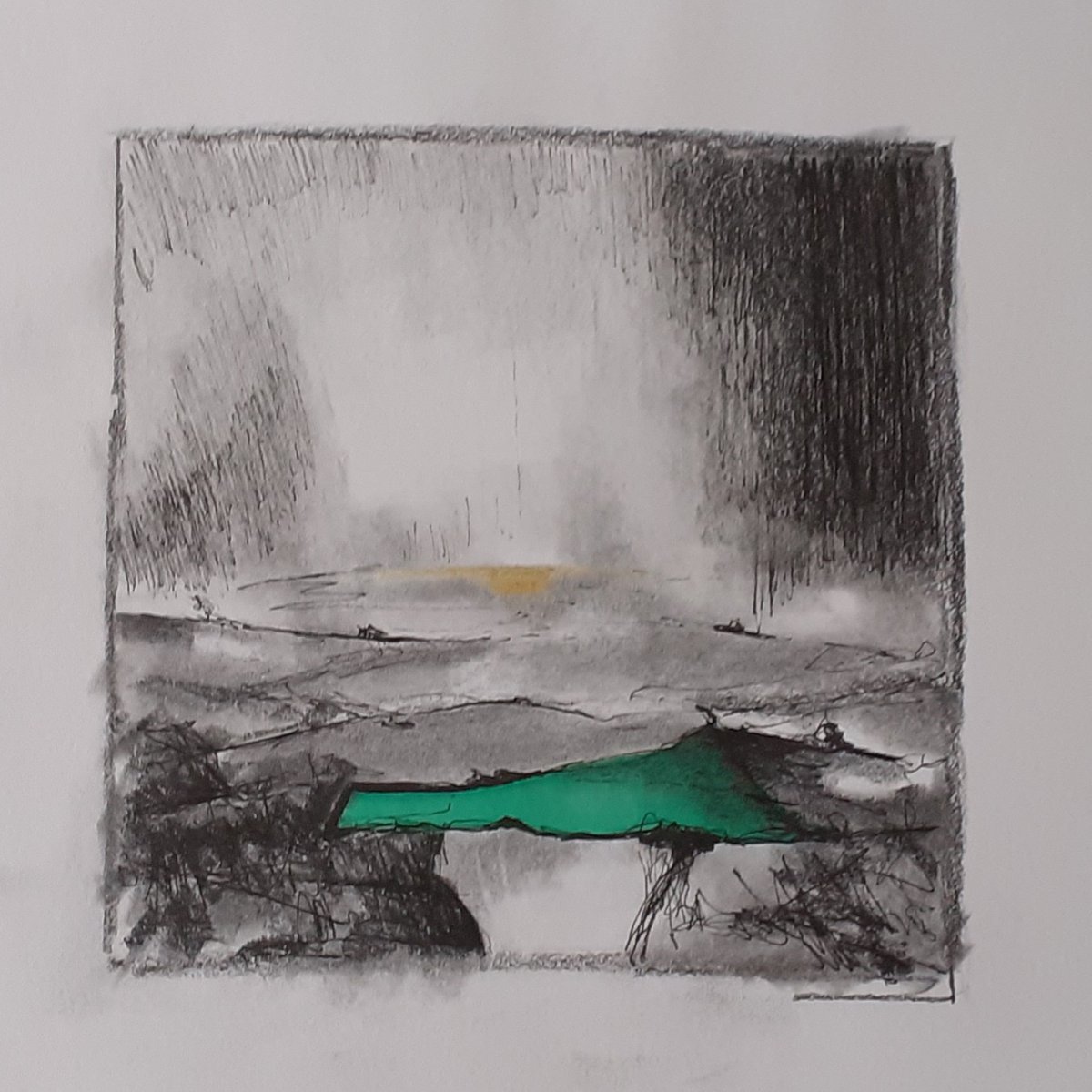 ArtyNewts's tweet photo. Towards #abstraction How far to push away from the reality of the #landscape and allow your emotion to #paint the feeling? I feel the atmosphere gets stronger when I allow the #creative mind the freedom. #Wotter quarry on #Dartmoor Mixed media on paper. #drawing #sketching https://t.co/aCHTYd8WGI