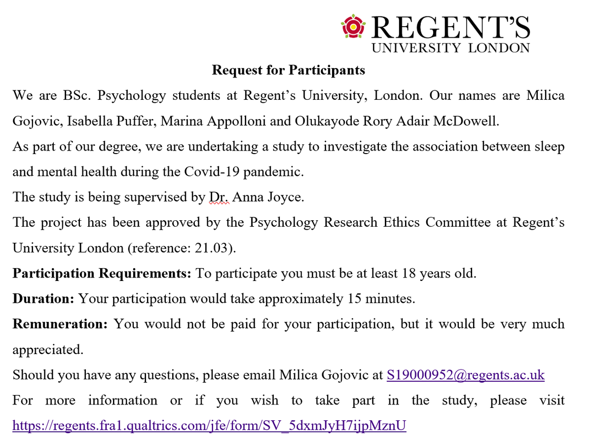 DrAnnaJoyce's tweet photo. My students are looking for participants to take part in #research on #sleep and #MentalHealth during the #pandemic. If you're not already maxed out on surveys, please consider taking part and sharing. Thank you!
More info here: https://t.co/gc9iy7MDs1 https://t.co/5aXZ64rpqs