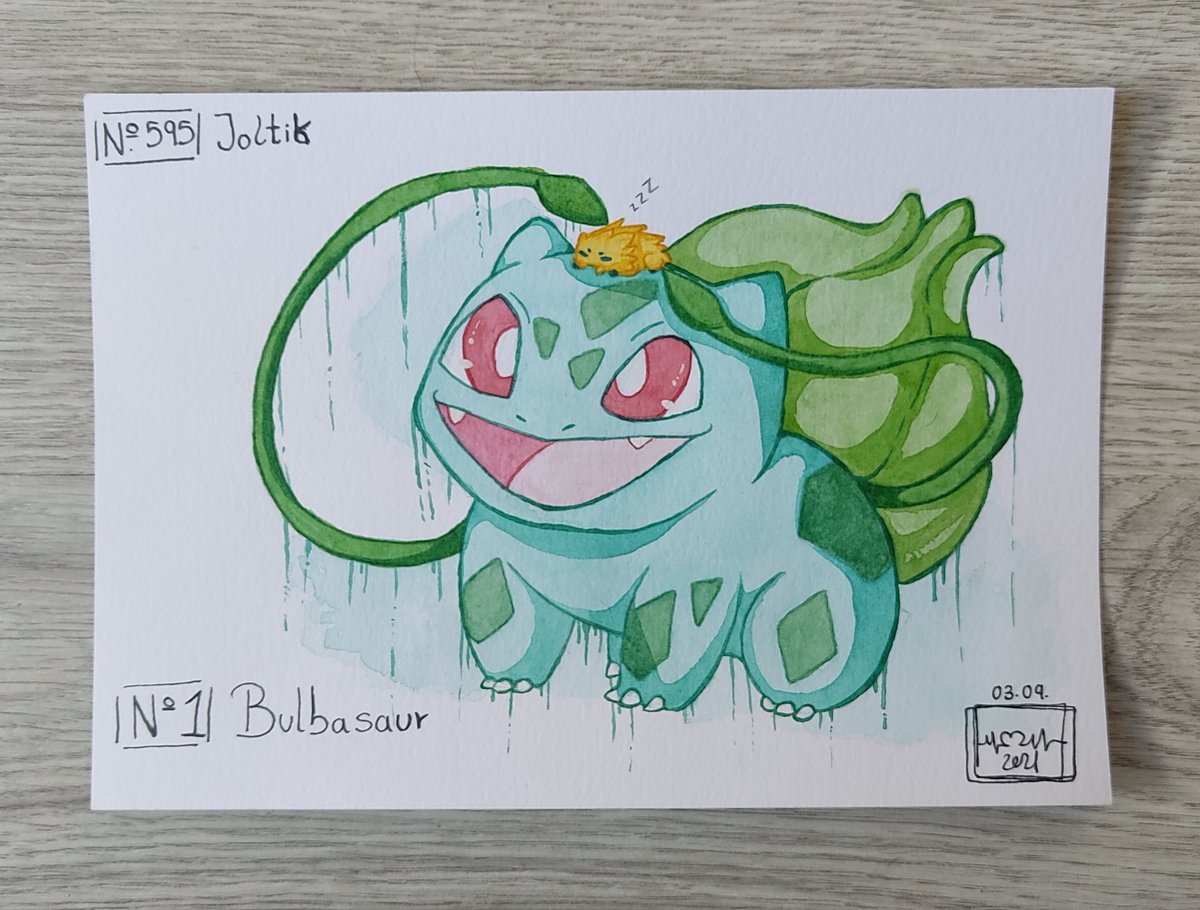 Owlnix_Winter's tweet photo. Bulbasaur and Joltik from Pokemon
#traditionalart #traditionalpainting #traditionalartist #pokemon #bulbasaur #joltik #watercolor #watercolorpainting #drawing #artist #green #yellow #eletrictype #bugtype #grasstypeevent #poisontype #pokedex #game #anime #evolution #cute #nitendo https://t.co/nYhE6dBAUc